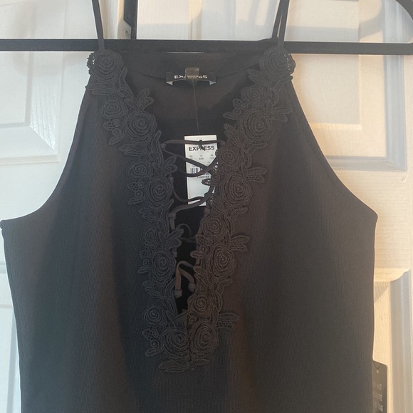 NWT. Woman’s Express black ribbed thong bodysuit. Size medium. - Picture 2 of 4